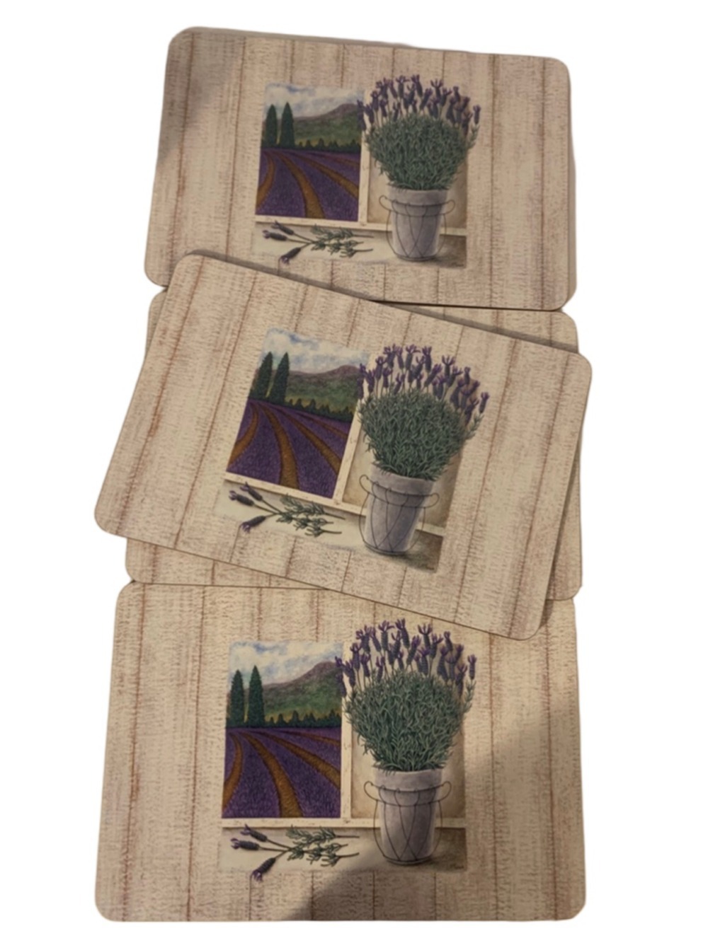 Unbranded Table Linens One Size White Purple Lavender Placemats Set of 4